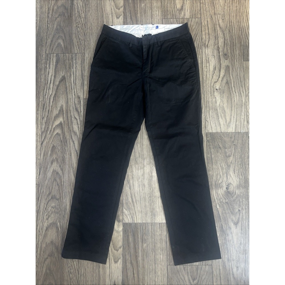 Peter Manning New York Mens Pants 28W 28L Black Khaki Lightweight Stretch Chino
